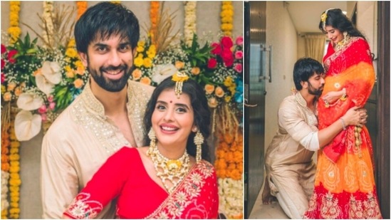 In this adorable picture, Rajeev Sen gets on his knees to kiss Charu Asopa Sen's baby bump. Sharing this photo, she captioned it, "Having a baby is like falling in love again, both with your husband and your child."(Instagram/@asopacharu)