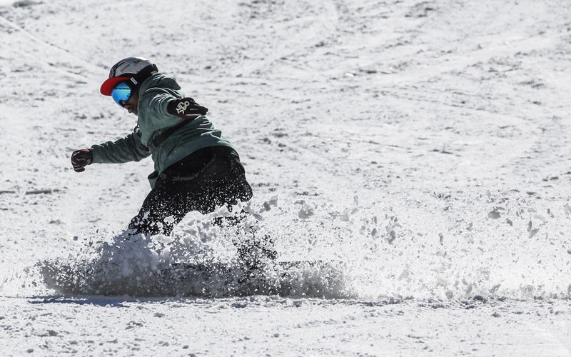 Hope Ramokotjo snowboards at Kapoko Snow Park at Afriski Mountain Resort in Butha Buthe, Lesotho (Reuters)
