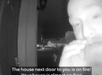 The image taken from the video shows the man banging at the woman's door.