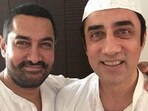Aamir Khan poses with his brother, Faissal Khan.