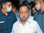 Narayan Rane interacts with the media during an event in Chiplun, hours before his arrest on Tuesday.(Anil Phalke/HT Photo) Narayan Rane interacts with the media during an event in Chiplun, hours before his arrest on Tuesday.(Anil Phalke/HT Photo)