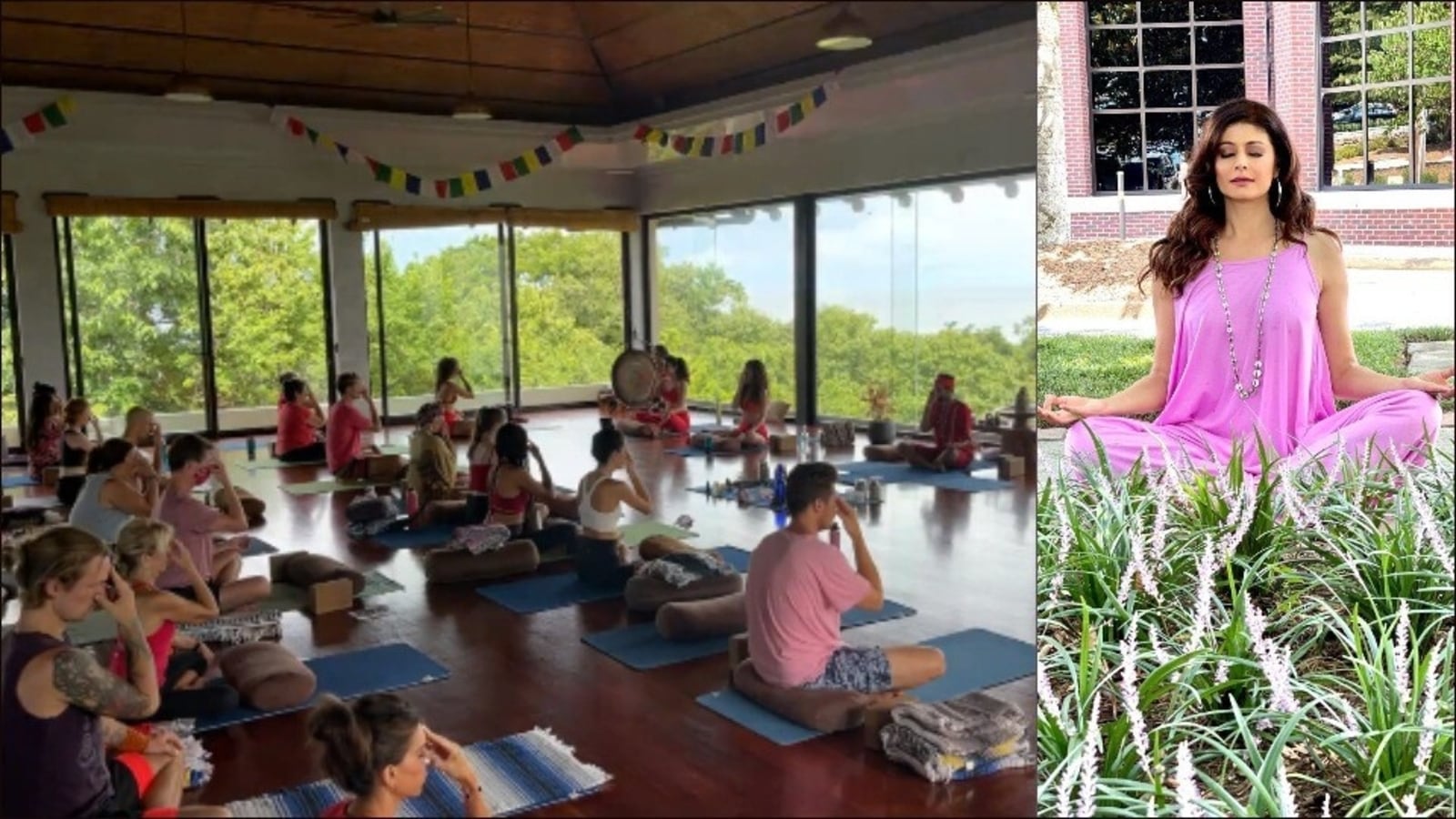 Pooja Batra performs Pranayam at beach with Yoga classmates in Costa Rica