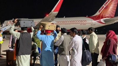 Evacuees were flown in from Kabul to Delhi on Tuesday, August 24. (Courtesy: MEA/Twitter) Evacuees were flown in from Kabul to Delhi on Tuesday, August 24. (Courtesy: MEA/Twitter)