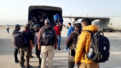 Indian Air Force's special repatriation flight brought back people from war-torn Afghanistan. (ANI Photo) Indian Air Force's special repatriation flight brought back people from war-torn Afghanistan. (ANI Photo)