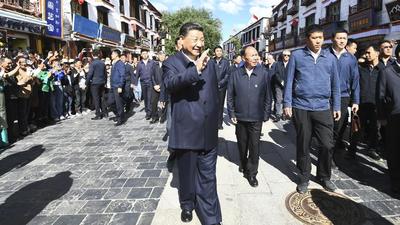 Chinese President Xi Jinping visits Barkhor street near the Jokhang Temple in Lhasa in western China’s Tibet Autonomous Region in July. (AP) Chinese President Xi Jinping visits Barkhor street near the Jokhang Temple in Lhasa in western China’s Tibet Autonomous Region in July. (AP)