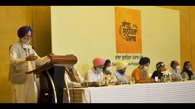 KC Singh, convener of the Sanjna Sunehra Punjab Manch, addresses the gathering in Chandigarh on Wednesday. KC Singh, convener of the Sanjna Sunehra Punjab Manch, addresses the gathering in Chandigarh on Wednesday.