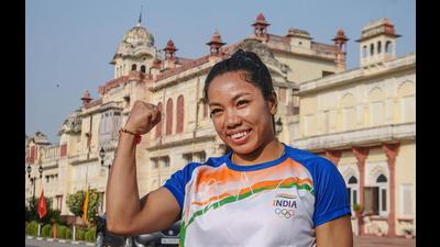 Mirabai Chanu in Patiala on Wednesday. Mirabai Chanu in Patiala on Wednesday.