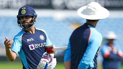 India's Virat Kohli gestures as he prepares to bat during a nets session at Headingley cricket ground in Leeds. (AP) India's Virat Kohli gestures as he prepares to bat during a nets session at Headingley cricket ground in Leeds. (AP)