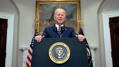 US President Joe Biden speaks about the ongoing evacuation of Afghanistan on August 24, 2021 from the Roosevelt Room of the White House in Washington, DC. (File Photo / AFP) US President Joe Biden speaks about the ongoing evacuation of Afghanistan on August 24, 2021 from the Roosevelt Room of the White House in Washington, DC. (File Photo / AFP)