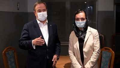 Former Afghan mayor Zarifa Ghafari stands with Armin Laschet, governor of Germany's North Rhine-Westphalia, in Duesseldorf. (AP Photo) Former Afghan mayor Zarifa Ghafari stands with Armin Laschet, governor of Germany's North Rhine-Westphalia, in Duesseldorf. (AP Photo)