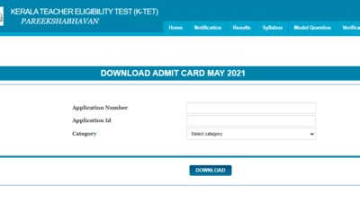 KTET admit card 2021: Candidates who have registered for K-TET 2021 can download their admit cards from the official website of Kerala Pareeksha Bhavan at ktet.kerala.gov.in. (ktet.kerala.gov.in)