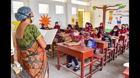 Classes underway at a Tripura school on Wednesday. (PTI)