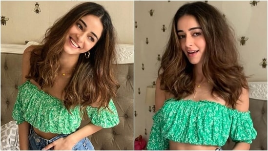 Ananya Panday wears floral crop top and distressed shorts for new shoot, mom Bhavana Pandey reacts(Instagram/@lakshmilehr)