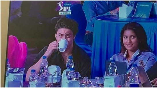 Aryan Khan and Jahnavi Mehta at IPL auction. Aryan Khan and Jahnavi Mehta at IPL auction.