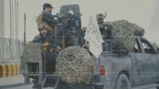 A video grab taken from Afghan TV RTA shows propaganda images of Taliban's Badri 313 Special Forces patrolling streets in an unidentified location in Afghanistan. (Photo by- RTA TV / AFP)