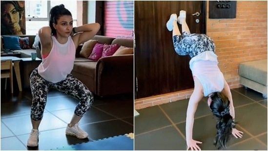 Soha Ali Khan proves she never misses leg day in new video, Neha Dhupia says well done(Instagram/@sakpataudi)