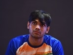 New Delhi, India - Aug. 10, 2021:Tokyo 2020 Olympics gold medalist and javelin thrower Neeraj Chopra during the press conference at Hotel Taj Palace, in New Delhi, India, on Tuesday, August 10, 2021. (Photo by Sanjeev Verma/ Hindustan Times)(Sanjeev Verma/HT PHOTO) New Delhi, India - Aug. 10, 2021:Tokyo 2020 Olympics gold medalist and javelin thrower Neeraj Chopra during the press conference at Hotel Taj Palace, in New Delhi, India, on Tuesday, August 10, 2021. (Photo by Sanjeev Verma/ Hindustan Times)(Sanjeev Verma/HT PHOTO)