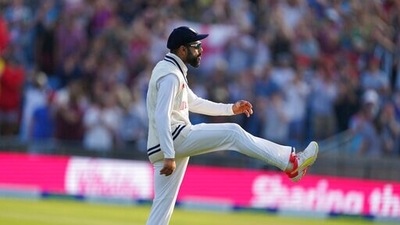 India's captain Virat Kohli reacts at the end of first day. (AP) India's captain Virat Kohli reacts at the end of first day. (AP)