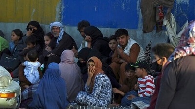 A Western diplomat told news agency Reuters that despite security warnings the area around the Kabul airport is “incredibly crowded”. (AP Photo) (AP) A Western diplomat told news agency Reuters that despite security warnings the area around the Kabul airport is “incredibly crowded”. (AP Photo) (AP)