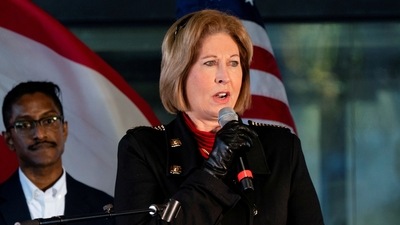 Attorney Sidney Powell speaks at a press conference on election results in Alpharetta, Georgia, on December 2, 2020. (Elijah Nouvelage / REUTERS)