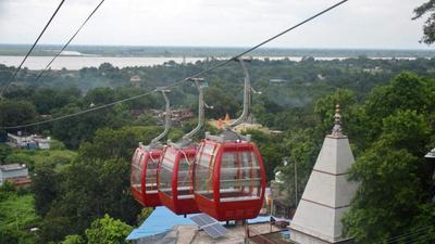 The newly inaugurated ropeway from Ashtbhuja to Kali Khoh temple in Vindhyachal region of Mirzapur in Uttar Pradesh. (PTI File Photo) The newly inaugurated ropeway from Ashtbhuja to Kali Khoh temple in Vindhyachal region of Mirzapur in Uttar Pradesh. (PTI File Photo)