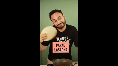 The image shows chef Saransh Goila holding a papad. (Instagram/@saranshgoila)