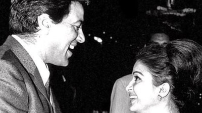 Dharmendra and Kamini Kaushal in a throwback picture that he shared.