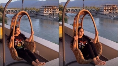 In one of the videos, Sara Ali Khan relaxes on a swing while someone captures the 'Kedarnath' actor in her zen mode. (Instagram/@saraalikhan95) In one of the videos, Sara Ali Khan relaxes on a swing while someone captures the 'Kedarnath' actor in her zen mode. (Instagram/@saraalikhan95)