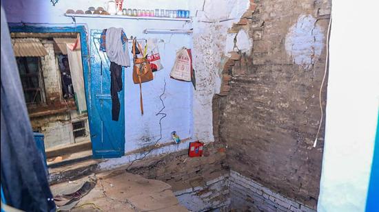 A view of the roof of a house that collapsed in Kanpur on Thursday. (PTI)