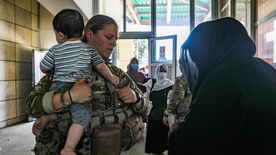 US troops are anchoring a multinational evacuation from the airport (Photo by Jillian HIX / US ARMY / AFP) (AFP)