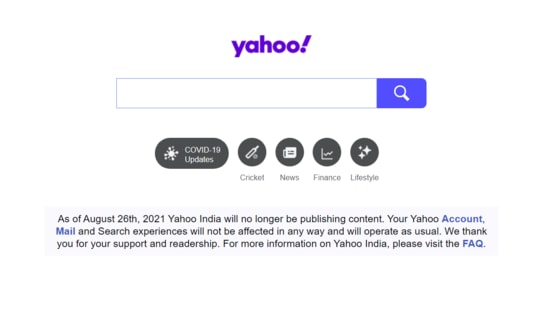 Yahoo India homepage on August 26, Thursday 