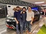 Jr NTR with his new Lamborghini. Jr NTR with his new Lamborghini.