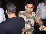 Salman Khan was spotted at the Mumbai airport and was stopped by a CISF officer.(Varinder Chawla) Salman Khan was spotted at the Mumbai airport and was stopped by a CISF officer.(Varinder Chawla)