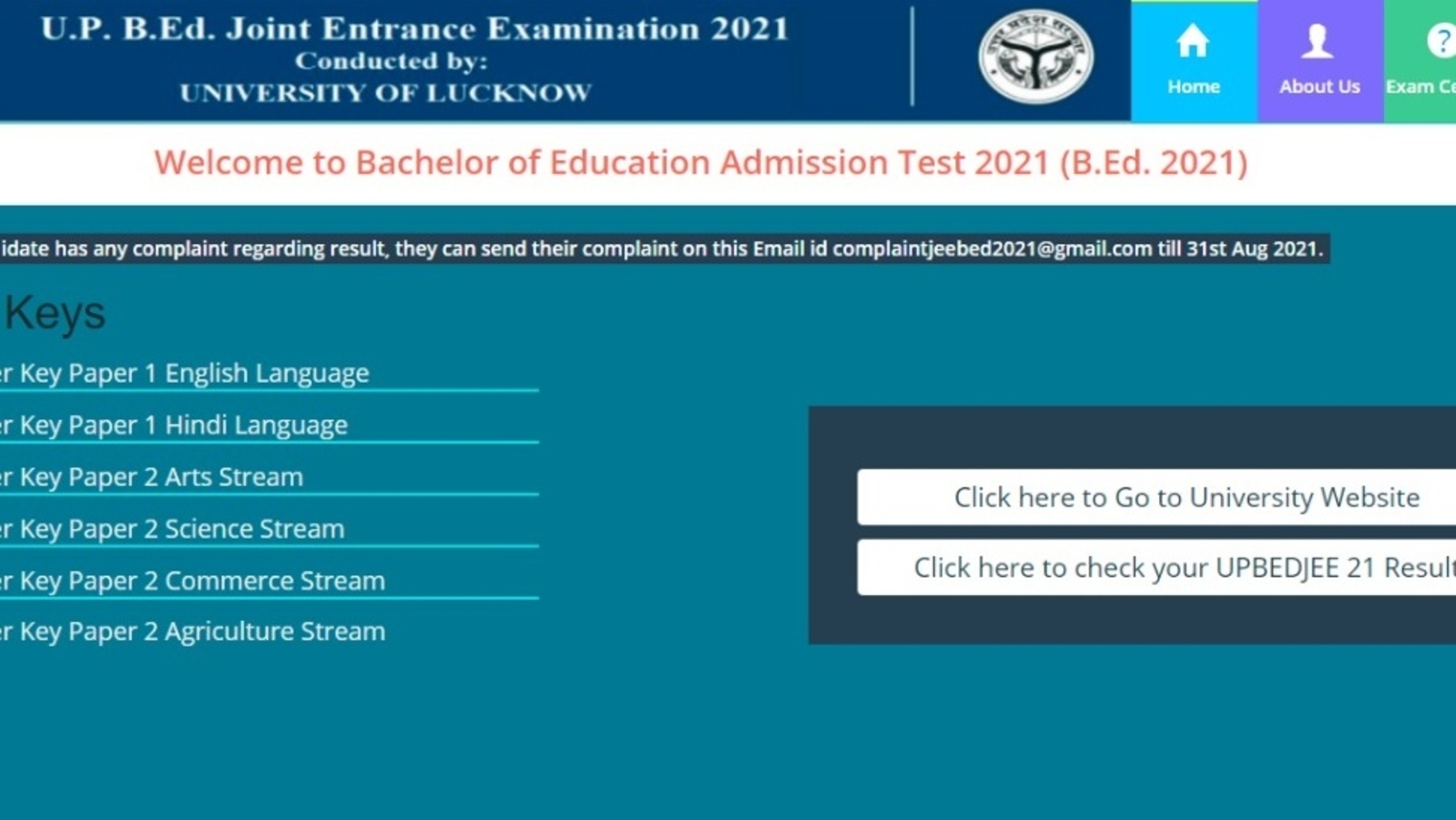 UP B.Ed JEE Result 2021 declared, direct link to check result here