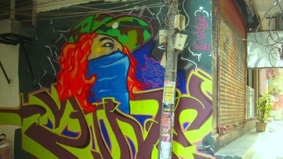 Graffiti at Humayunpur, Safdarjung Enclave by Zine. (Delhi)
