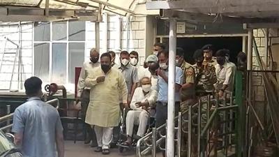 Video grab of chief minister Ashok Gehlot at the hospital on Friday.