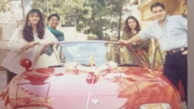 Raveena Tandon shared a throwback picture featuring her first car.