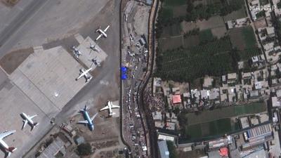 A satellite view of Abbey Gate at Hamid Karzai International Airport, in Kabul, Afghanistan. (REUTERS) A satellite view of Abbey Gate at Hamid Karzai International Airport, in Kabul, Afghanistan. (REUTERS)