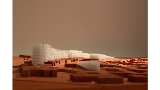 Her biggest project yet is Line of Goodwill, urban housing and hotels for 8,000 in Auroville. These are compact clusters that rise at one end of the city and slope down to reach the ground at the other end.(Picture courtesy Luna Bucherer)