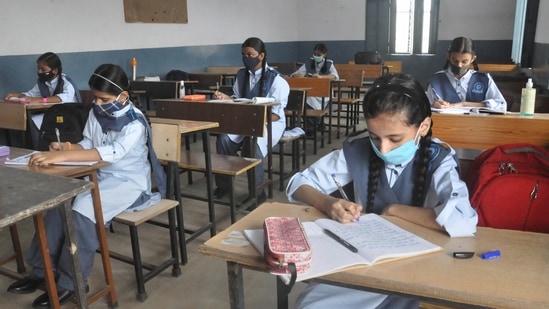 Physical classes were resumed in Delhi schools in February just before the second wave of the pandemic hit.(PTI)