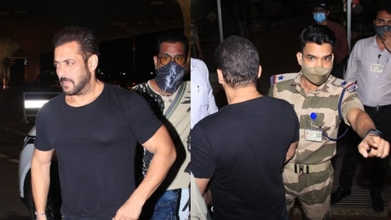 Salman Khan was spotted at the Mumbai airport and was stopped by a CISF officer.(Varinder Chawla)