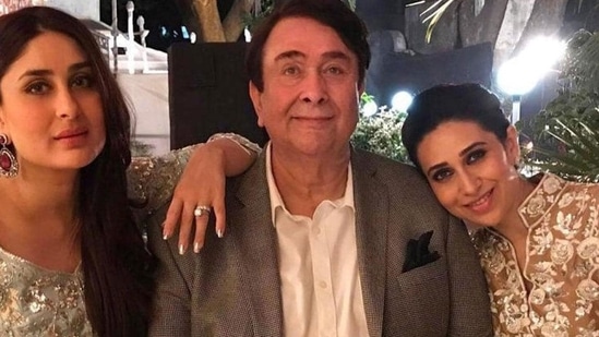 Randhir Kapoor with his daughters Kareena Kapoor and Karisma Kapoor. 