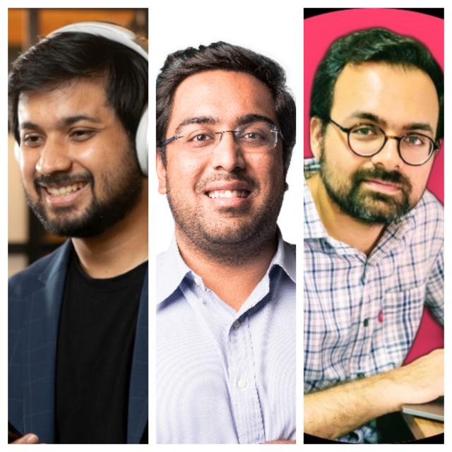 FrontRow encourages community events and sets up challenges for users during and after a masterclass. “A third of our user base is active on these community platforms, which are available for each course interaction,” says (left to right) Mikhil Raj, who founded FrontRow alongside Ishaan Preet Singh and Shubhadit Sharma.