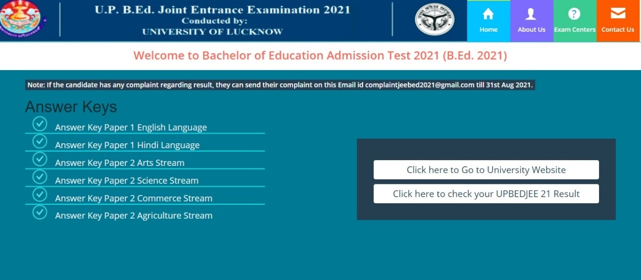 UP B.Ed JEE Result 2021 declared, direct link to check result here