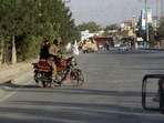 Taliban fighters stand guard at a checkpoint near the gate of Hamid Karzai international Airport in Kabul, Afghanistan. Taliban fighters stand guard at a checkpoint near the gate of Hamid Karzai international Airport in Kabul, Afghanistan.