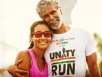 Milind Soman calls wife Ankita Konwar a good runner after Unity Run, don't miss her reply(Instagram/@milindrunning) Milind Soman calls wife Ankita Konwar a good runner after Unity Run, don't miss her reply(Instagram/@milindrunning)