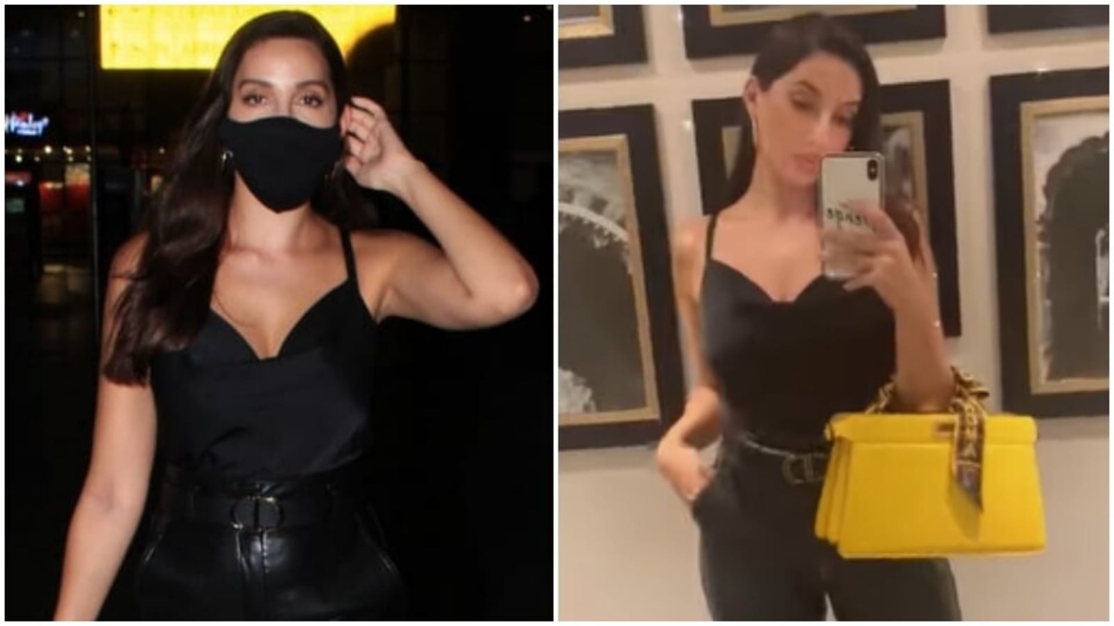 Nora Fatehi turns Sexy Boss Lady in black leather shorts, crop jacket and  expensive bag worth ₹3 lakh