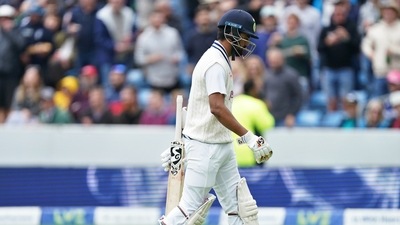 India's KL Rahul walks off the field after losing his wicket. (AP)