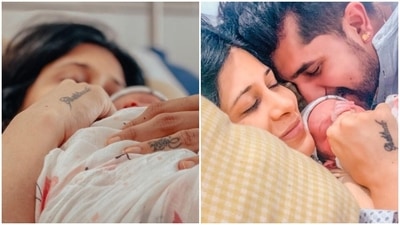Kishwer Merchant with Suyyash Rai and newborn. Kishwer Merchant with Suyyash Rai and newborn.
