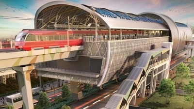 Navi Mumbai metro rail may soon be a reality for citizens as the oscillation trials, an important stage before the launch, begins today. (Photo via social media) Navi Mumbai metro rail may soon be a reality for citizens as the oscillation trials, an important stage before the launch, begins today. (Photo via social media)